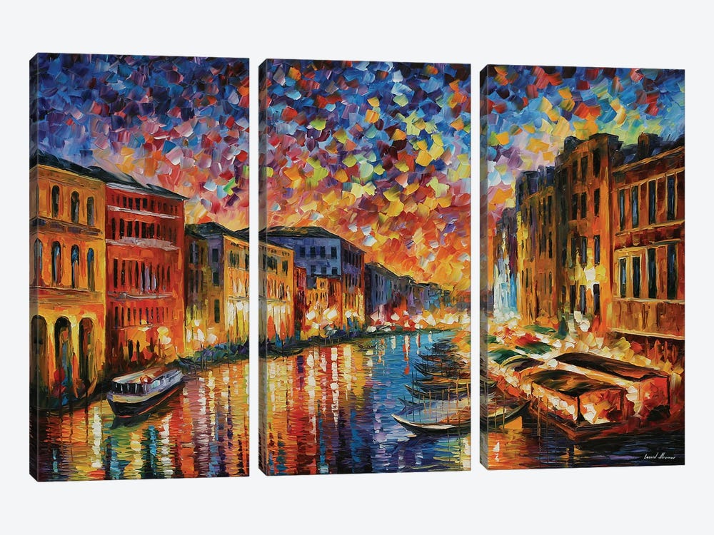 Venice - Grand Canal by Leonid Afremov 3-piece Canvas Art Print