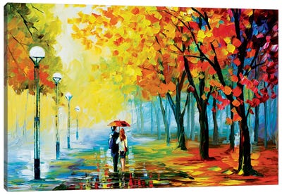 Fall Drizzle Canvas Art Print - Couple Art
