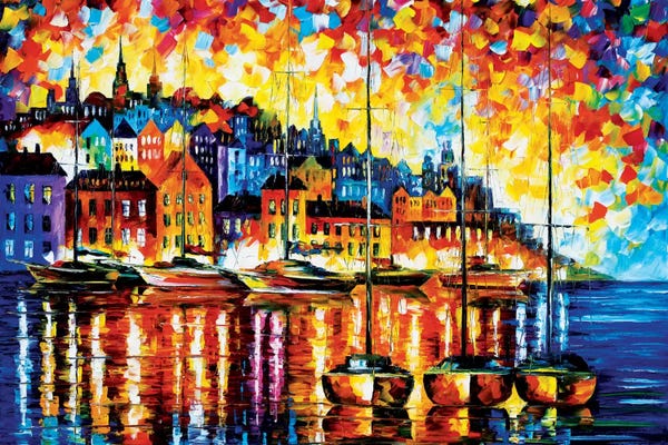 Leonid Afremov: Harbor Of Corsica by Leonid Afremov