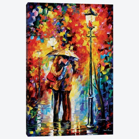 Kiss Under The Rain Canvas Print #LEA36} by Leonid Afremov Art Print