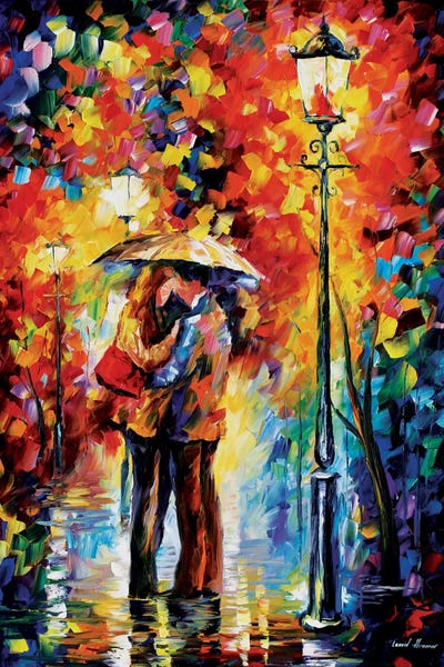 Umbrellas: Kiss Under The Rain by Leonid Afremov