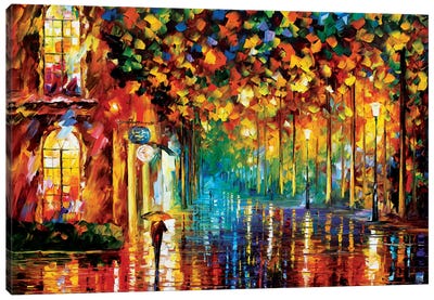Late Stroll Canvas Art Print - Umbrellas 