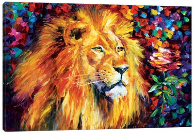 Lion Canvas Art Print - Orange Art