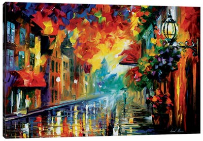 Misty City Mood Canvas Art Print - Umbrella Art