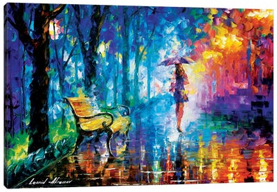 Misty Umbrella Canvas Art Print - Rain Art