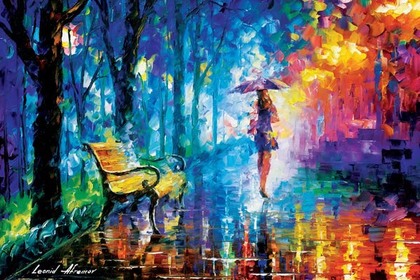 Leonid Afremov: Misty Umbrella by Leonid Afremov