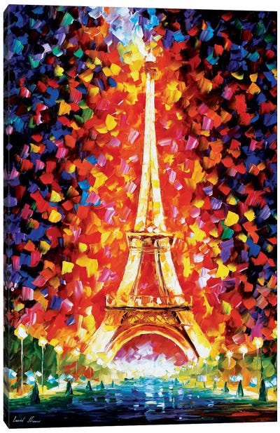 Paris - Eiffel Tower Lighted Canvas Art Print - Tower Art