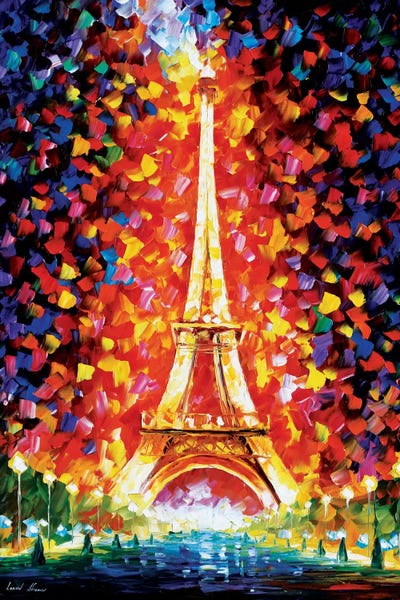Famous Buildings & Towers: Paris - Eiffel Tower Lighted by Leonid Afremov
