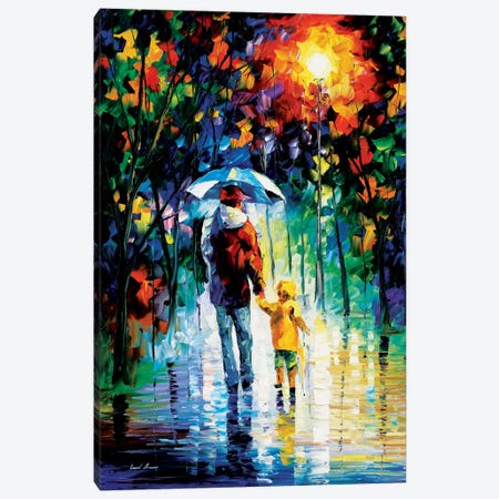 Rainy Walk With Daddy Canvas Print #LEA68} by Leonid Afremov Canvas Print