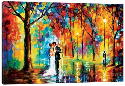 Rainy Wedding Canvas Art Print - Current Day Impressionism Art