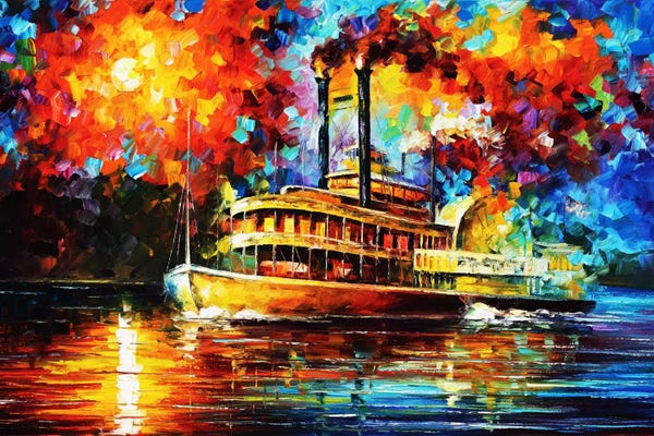 By Water: Steamboat by Leonid Afremov