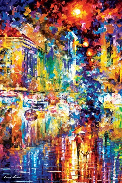 Leonid Afremov: Strolling With A Dog by Leonid Afremov