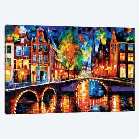 The Bridges Of Amsterdam Canvas Print #LEA87} by Leonid Afremov Canvas Artwork