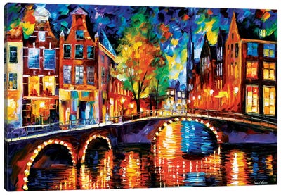 The Bridges Of Amsterdam Canvas Art Print - Leonid Afremov