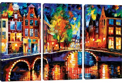 The Bridges Of Amsterdam Canvas Art Print - 3-Piece Urban Art