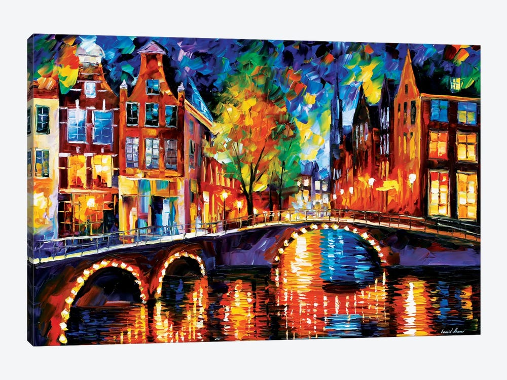 The Bridges Of Amsterdam by Leonid Afremov 1-piece Canvas Art