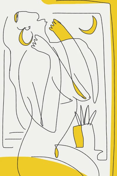 Large Modern Art - Canvas Prints: Line Art Moonlight Shower by Little Dean