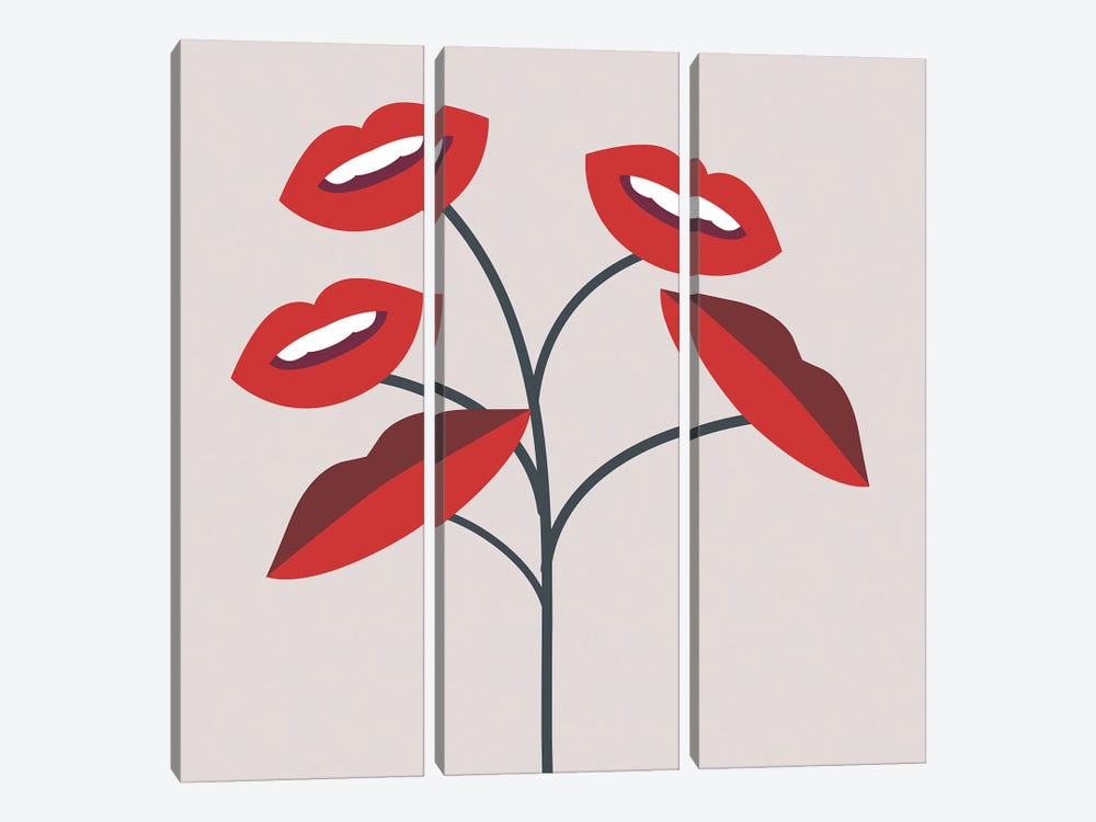Lips Plant by Little Dean 3-piece Canvas Art Print