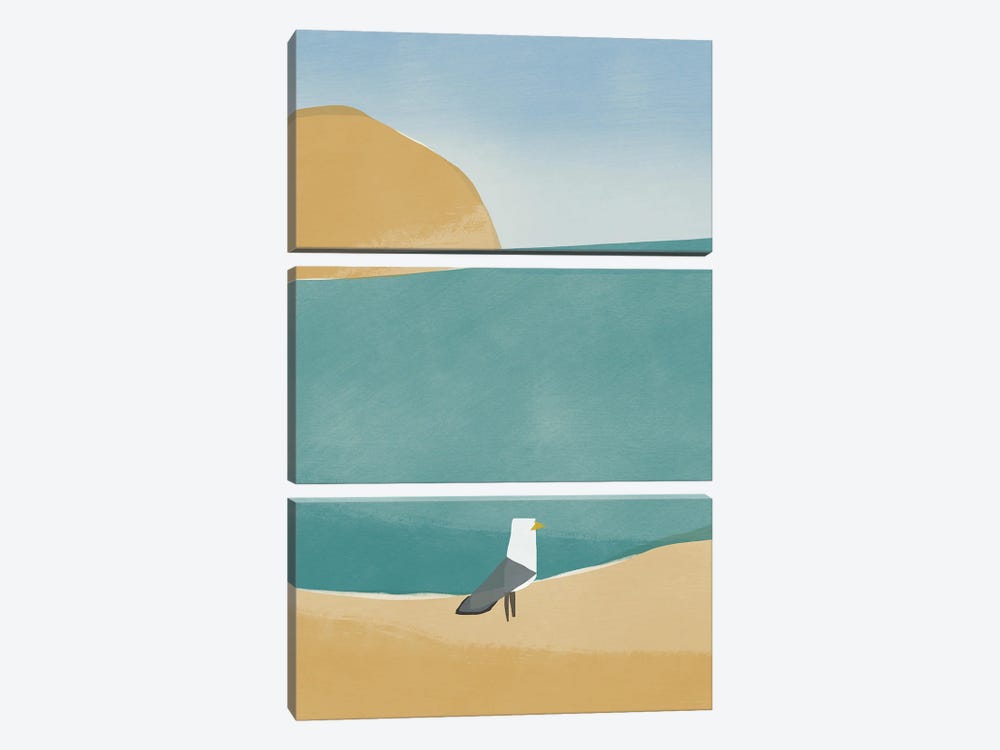 Lone Seagull by Little Dean 3-piece Canvas Artwork