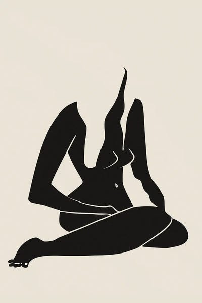 Long Hair Nude In Black by Little Dean multi panel art