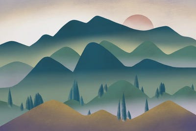 Mountain Range At Dawn by Little Dean art print