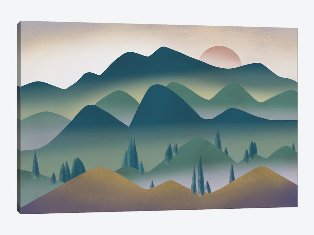 Mountain Range At Dawn by Little Dean 1-piece Canvas Artwork