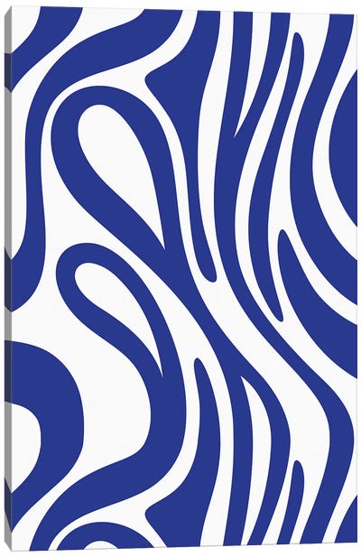 Navy Blue Swirl Pattern Canvas Art Print - International Klein Blue