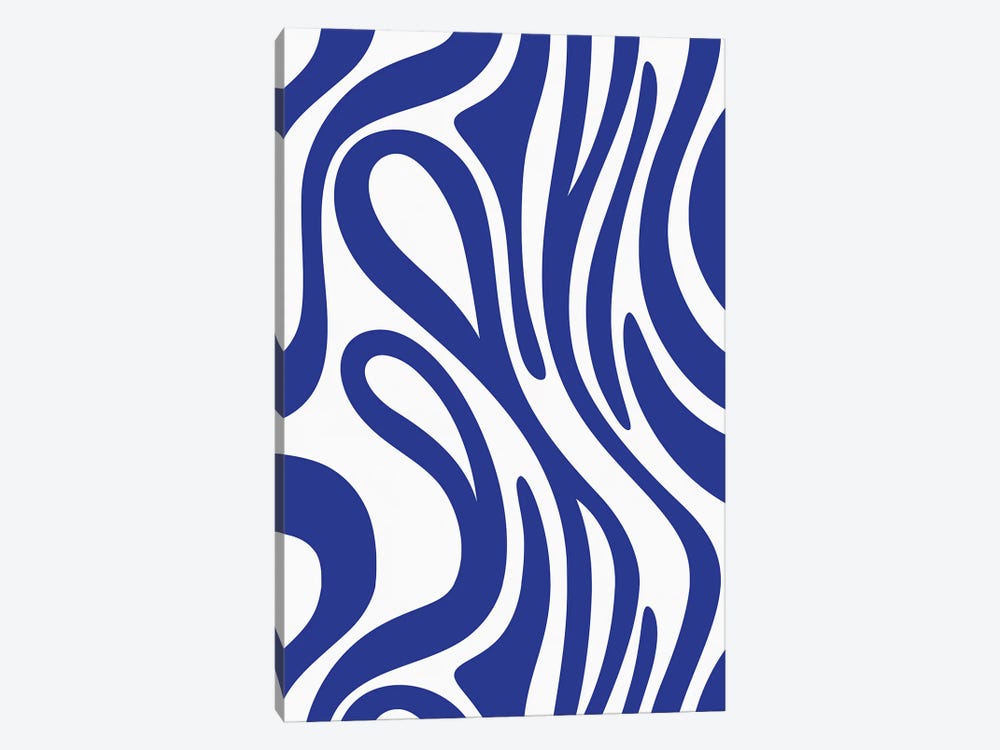 Navy Blue Swirl Pattern by Little Dean 1-piece Canvas Wall Art