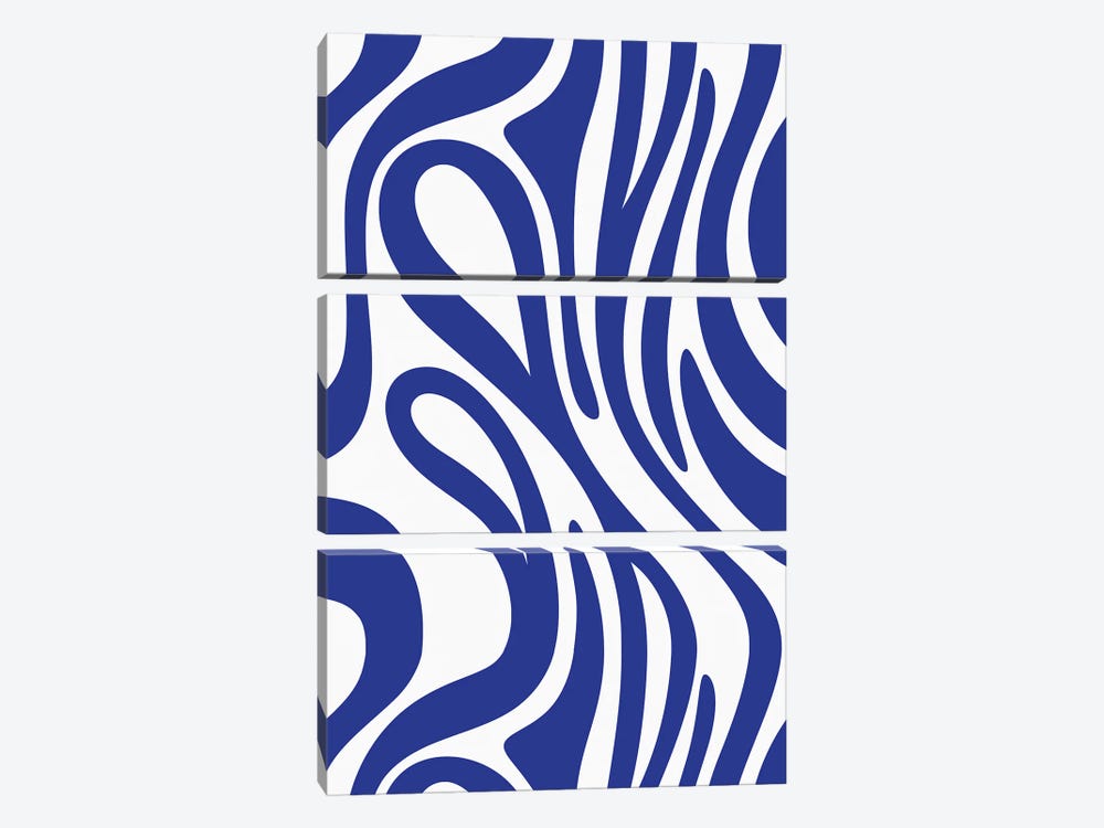 Navy Blue Swirl Pattern by Little Dean 3-piece Canvas Art
