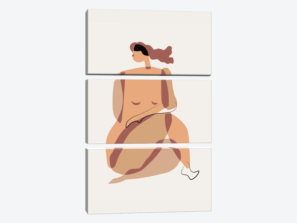 Nude In Breeze by Little Dean 3-piece Canvas Art