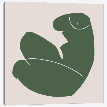 Nude In Green Canvas Print #LED130} by Little Dean Art Print