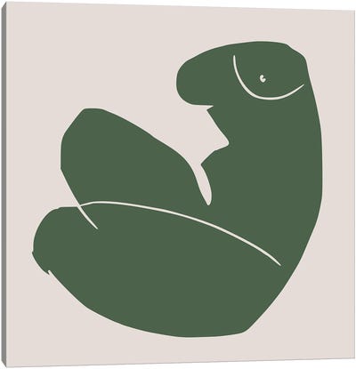 Nude In Green Canvas Art Print - The Cut Outs Collection