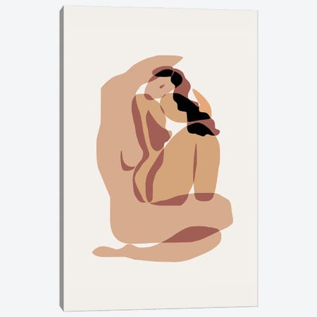 Nude Playing With Hair Canvas Print #LED131} by Little Dean Canvas Print