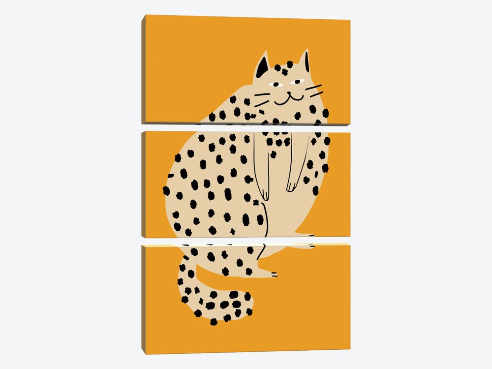 Orange Plump Cat by Little Dean 3-piece Canvas Print