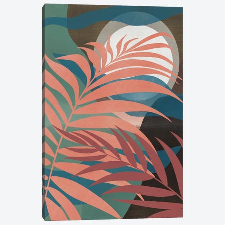 Pink Tropical Palm Leaf Canvas Print #LED140} by Little Dean Canvas Wall Art