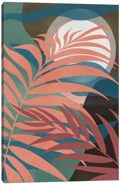 Pink Tropical Palm Leaf Canvas Art Print - Little Dean