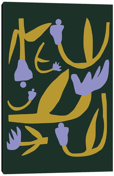 Purple And Gold Flower Cut Out Canvas Art Print - Little Dean