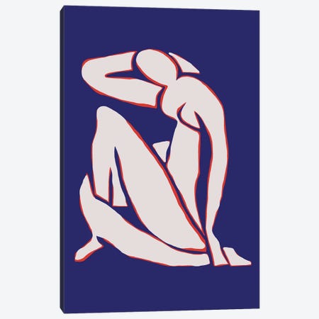 Reverse Blue Nude Canvas Print #LED151} by Little Dean Art Print