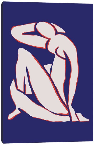 Reverse Blue Nude Canvas Art Print - Indigo Art