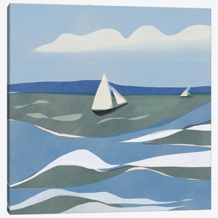 Rough Sea Canvas Print #LED153} by Little Dean Art Print