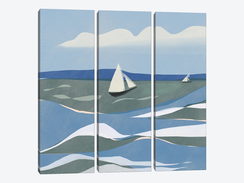 Rough Sea by Little Dean 3-piece Canvas Print