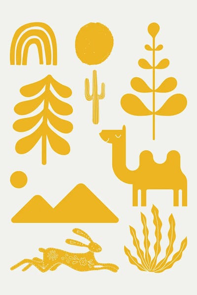 Camels: Scandinavian Ornaments In Yellow by Little Dean