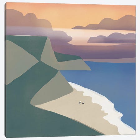 Seagull Private Beach Canvas Print #LED157} by Little Dean Canvas Art