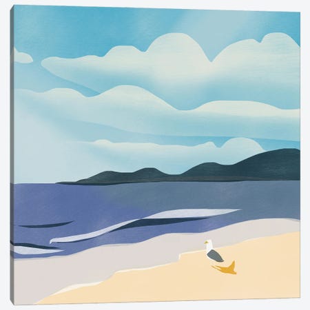 Seagull Sun Bathing Canvas Print #LED158} by Little Dean Art Print