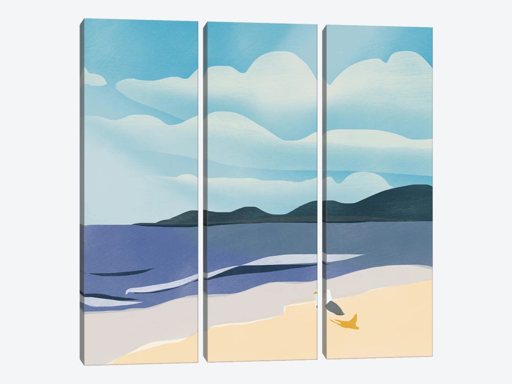 Seagull Sun Bathing by Little Dean 3-piece Canvas Art