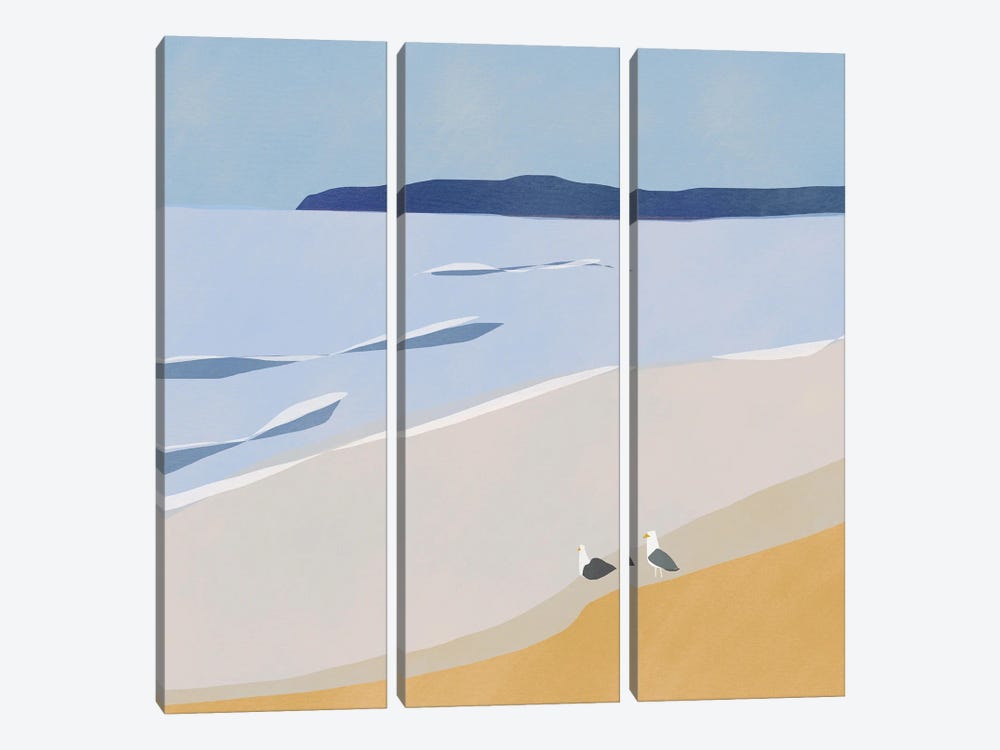 Seagulls At The Beach by Little Dean 3-piece Canvas Art Print