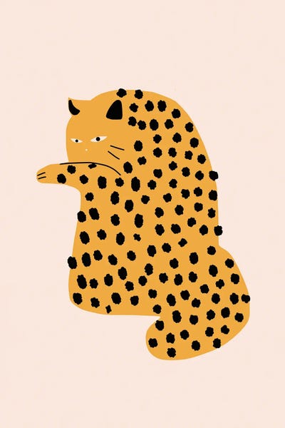 Self Grooming Cat by Little Dean art print