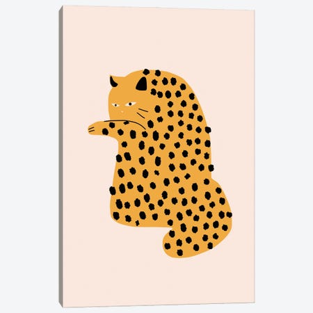 Self Grooming Cat Canvas Print #LED160} by Little Dean Canvas Artwork