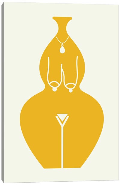 Shape Of You Nude In Yellow Canvas Art Print - The Cut Outs Collection