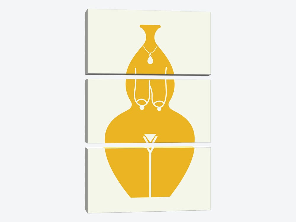 Shape Of You Nude In Yellow by Little Dean 3-piece Canvas Print